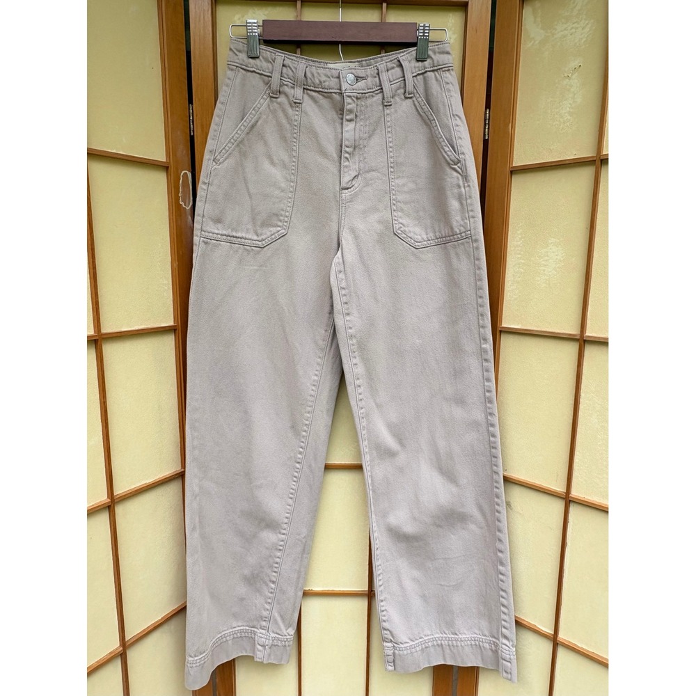 High Rise Wide Leg Utility Pants Tan Khaki Size 0 Cotton Universal Threads
